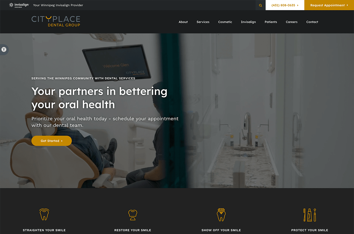 CityPlace Dental's website is hosted on Tymbrel.