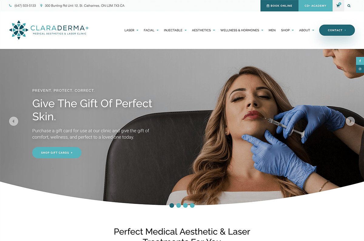 Claraderma's website is hosted on Tymbrel.