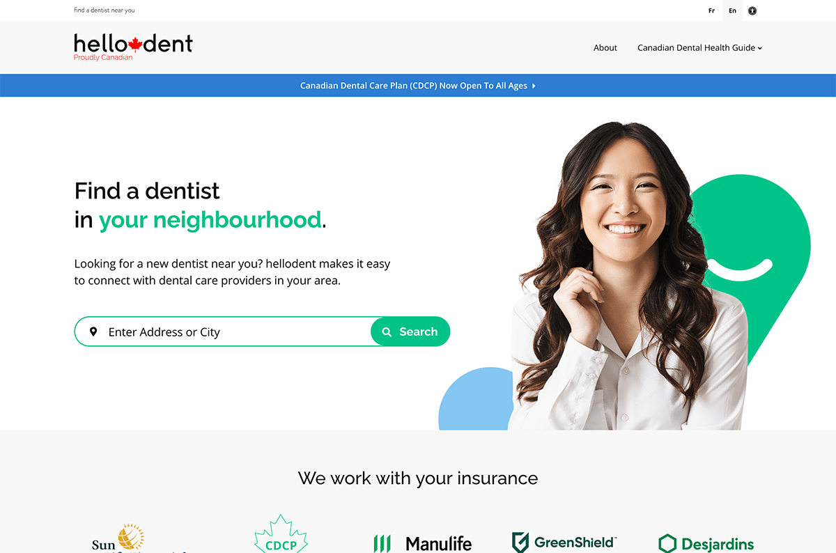 The hellodent website is hosted on Tymbrel.
