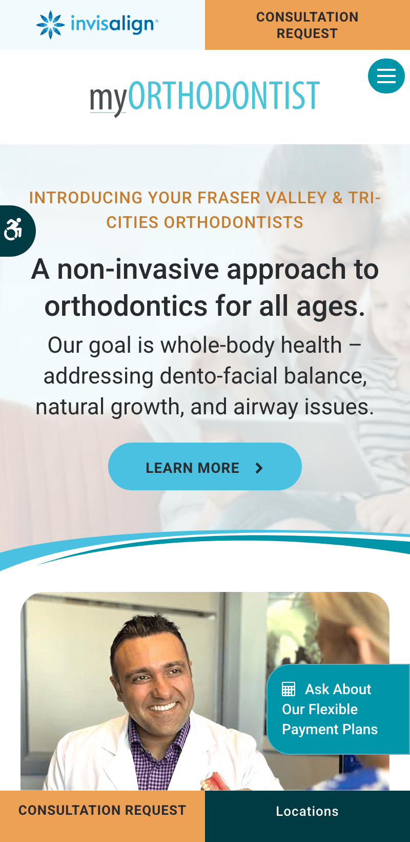 The mobile version of the myORTHODONTIST website.