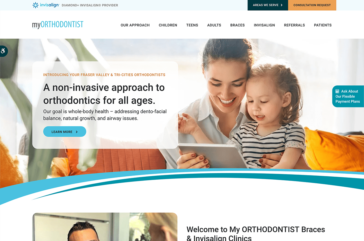 MyORTHODONTIST's website is hosted on Tymbrel.
