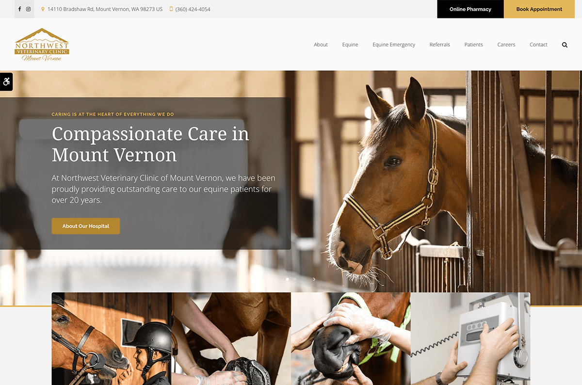 Northwest Veterinary Clinic of Mount Vernon's website is hosted on Tymbrel.