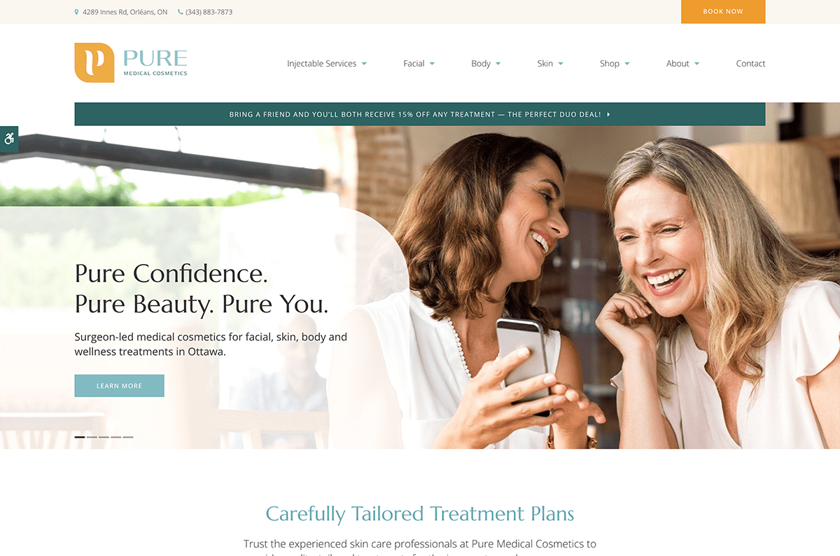 Pure Medical Cosmetic's website is hosted on Tymbrel.