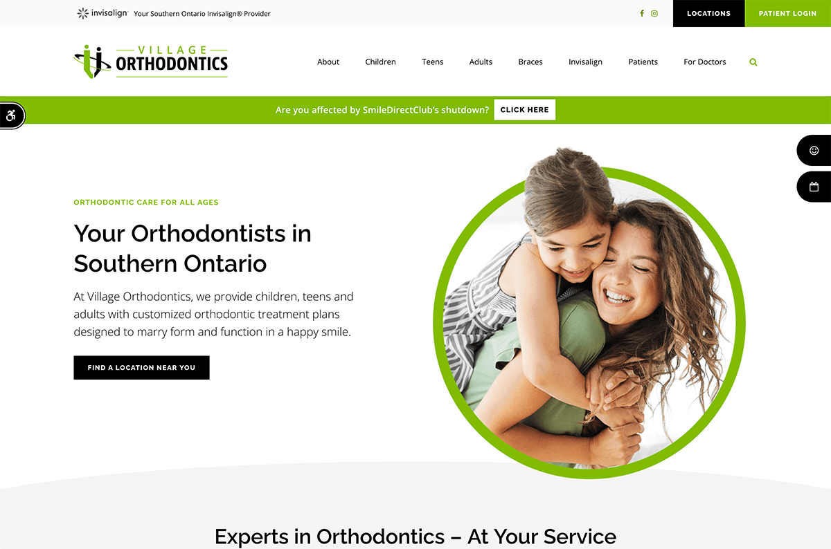 Village Orthodontic's website is hosted on Tymbrel.