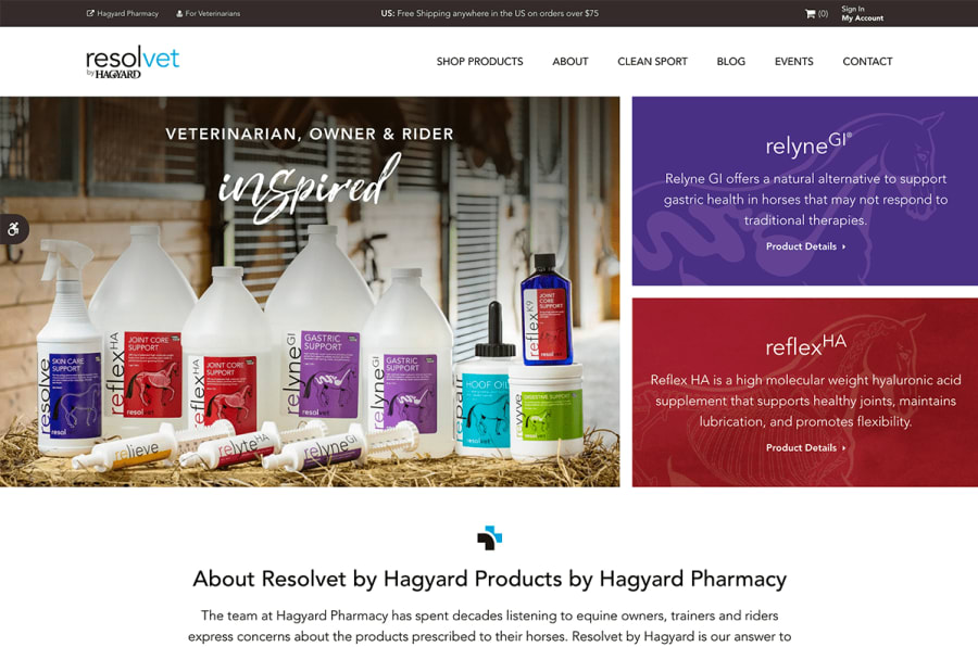 The desktop version of the resolvet website, which is hosted on Tymbrel.